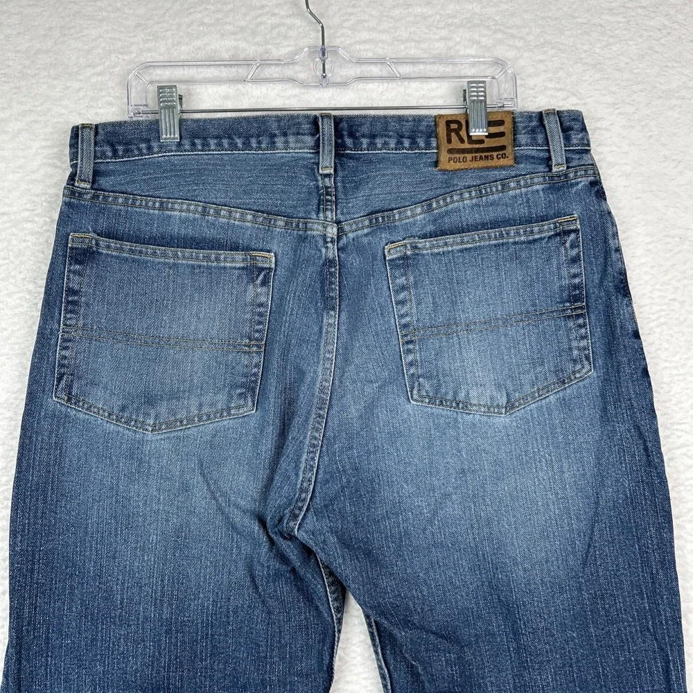 Polo‎ Ralph Lauren RL Woodrow Jeans Baggy Denim Wide Leg Y2K Pants Mens 36x26